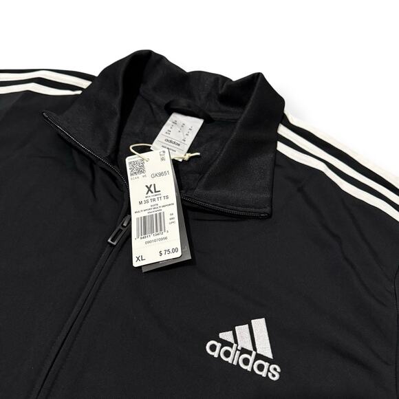 adidas Essentials Fleece 3-Stripes Tracksuit 2 Piece Set Black Men's Size XL New - Picture 2 of 5